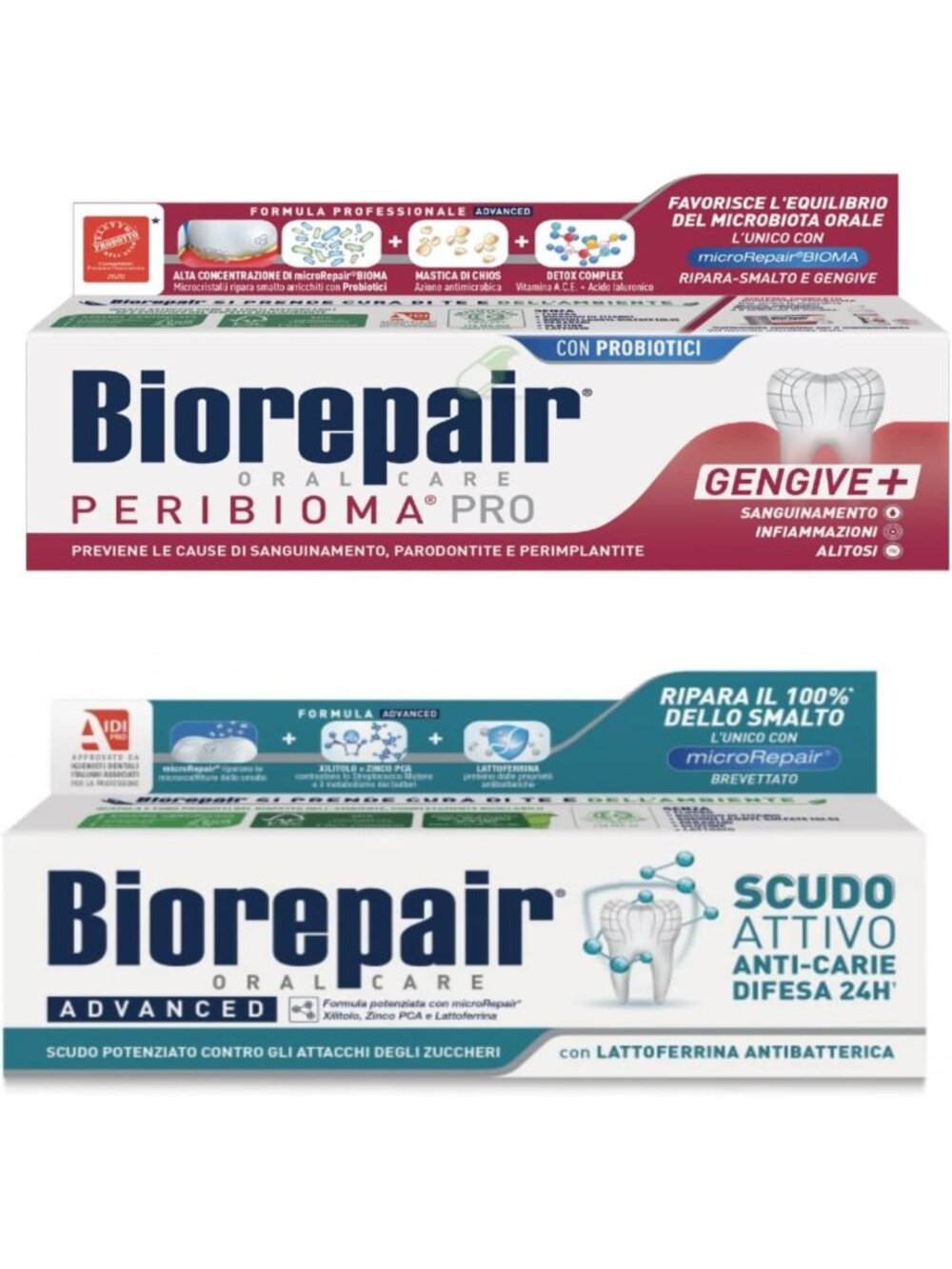 Advanced Biorepair Toothpaste Set - 2 Tubes, 2.5 fl oz Each, Whitening & Repair